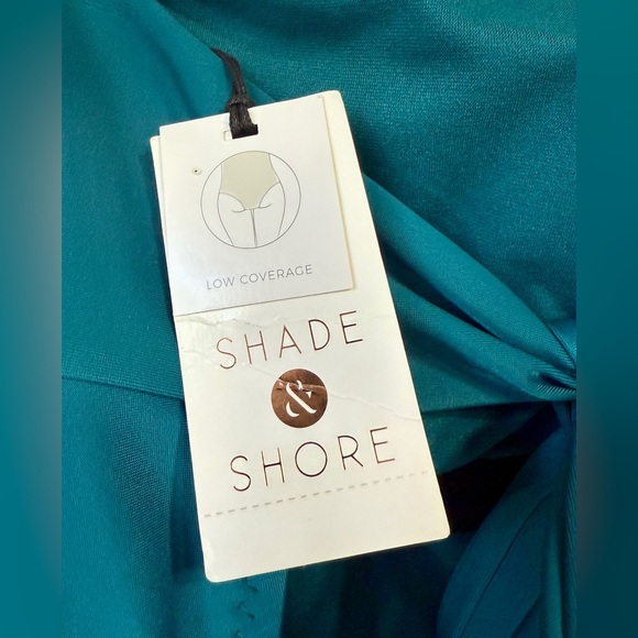 Shade & Shore One Piece Swimsuit Cheeky Low Back Basic Teal Cups Size L NWT - Picture 6 of 6